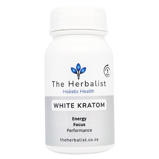 The Herbalist White Kratom Capsules – Natural herbal supplement for energy, focus, mood, and athletic performance.